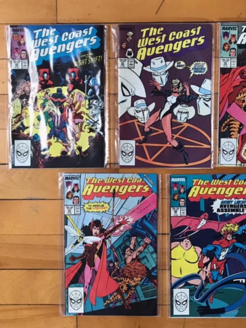  Lot of 5 The West Coast Avengers Original Comics, #40, 41, 42, 43, 46